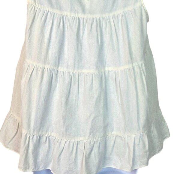 Buru Womens White Cotton Sleeveless Tiered Ruffle Top L - Picture 4 of 7